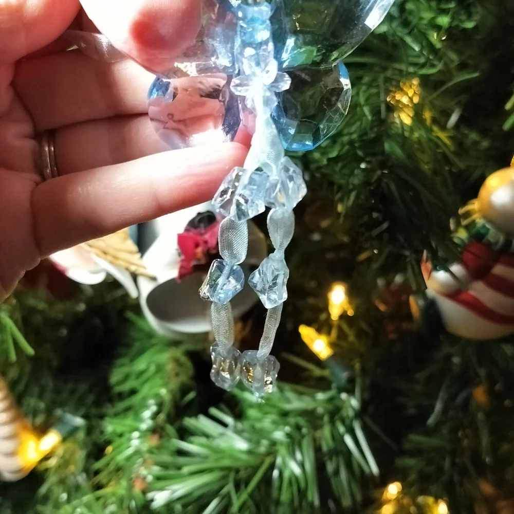Two Dangling Butterfly Christmas Ornaments